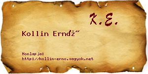 Kollin Ernő névjegykártya